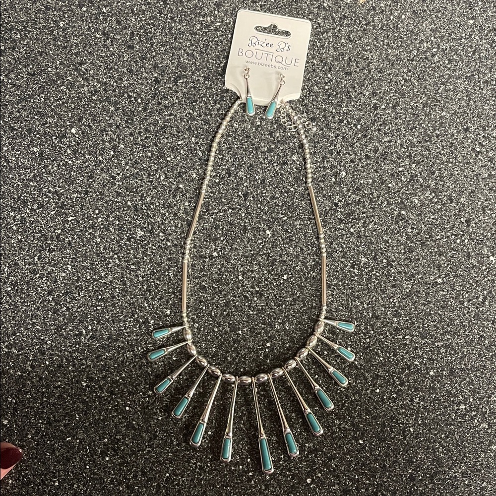 Silver and Turquoise Necklace Set, Silver and Brown, Silver and Black